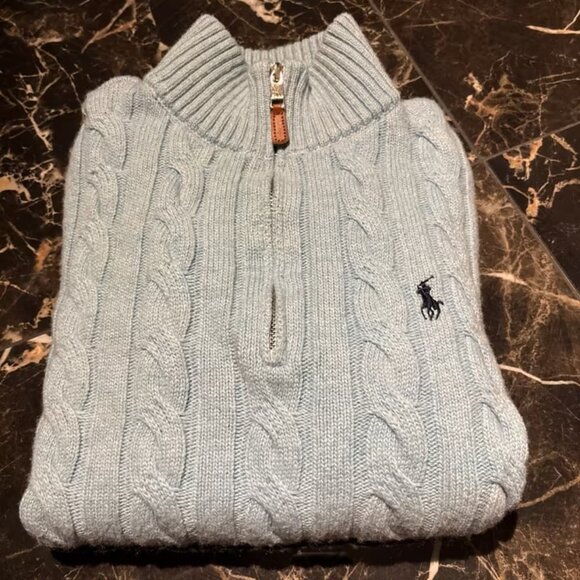 Ralph Lauren light blue cable knit sweater, size M - Picture 1 of 3